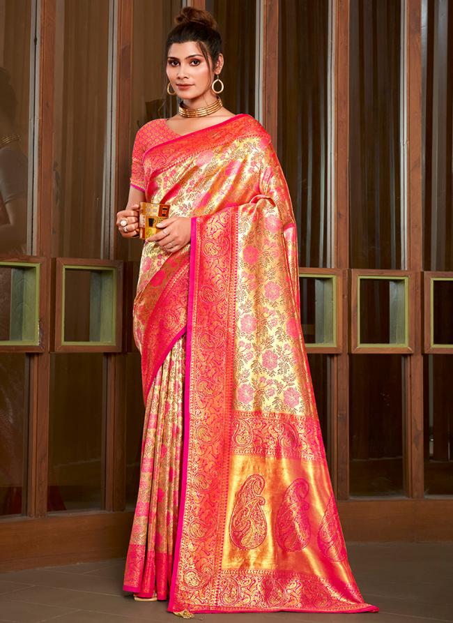 Silk Light Pink Traditional Wear Weaving Saree